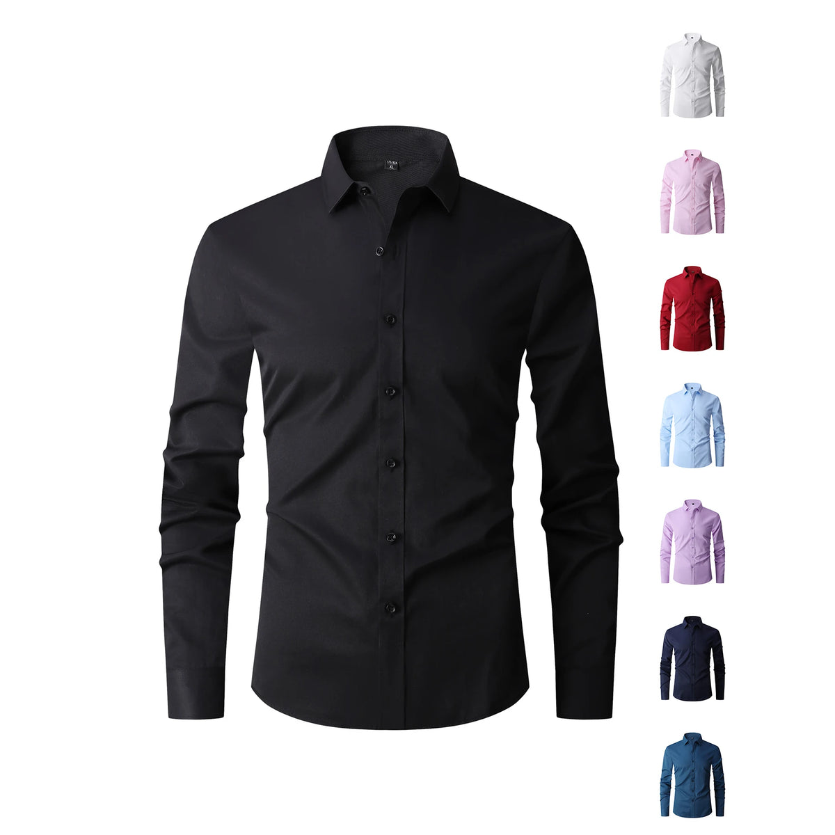 Lynett Lamar Men's Cotton-Blend Wrinkle-Free Long Sleeve Dress Shirt — Business & Office M–8XL