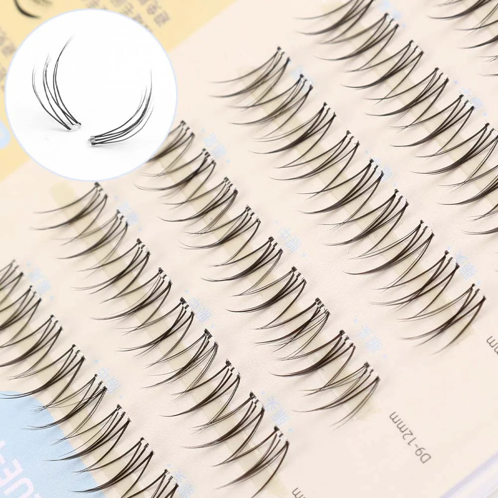 6 Rows Of Glue-Free False Eyelashes In A Single Cluster, Natural And Curled For Comfortable Wearfalse Eyelashes Eye Make-Up