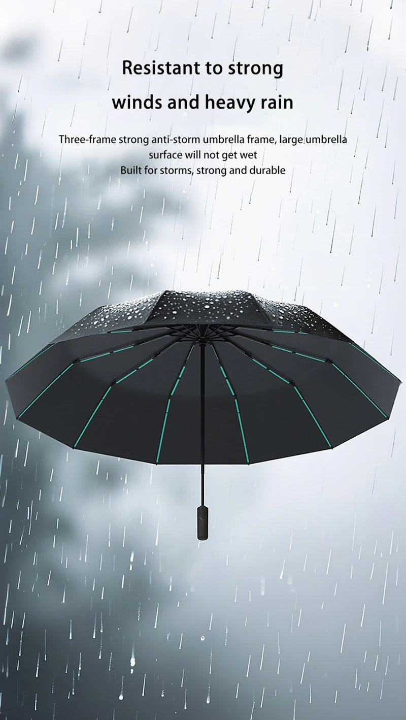 Extra Large Auto Open Close Umbrella Windproof Reverse Fold Sun Rain UV Protection Black Layer Sunshade for Outdoor Travel Use