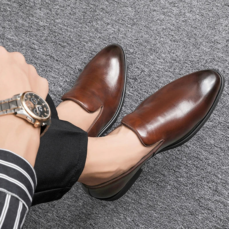 Red Sole Dress Shoes for Men Business Office Men Loafers Male Flats Driving Shoes Casual Moccasin Slip-On Wedding Leather Shoes