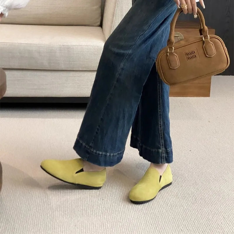 Women's Flat Shoes 2025 New Style Sports Shoes Women's Leather Casual Loafers Women Work Shoes Comfortable for Work Flats