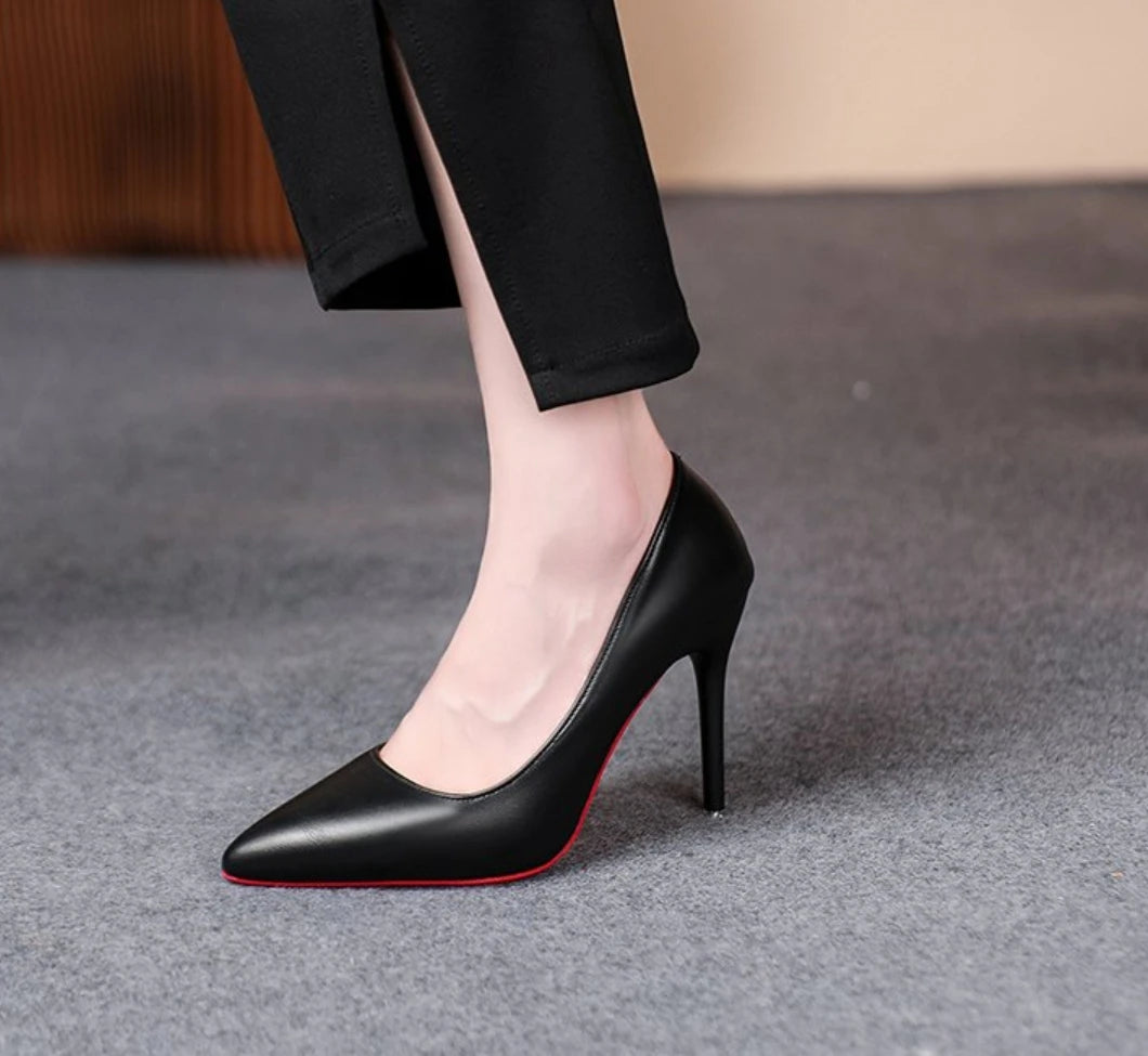Sexy Red Bottom Women High Heels Classic Ladies Pumps Autumn Leather Dress Heel Shoes for Women Banquet Wedding High Heels