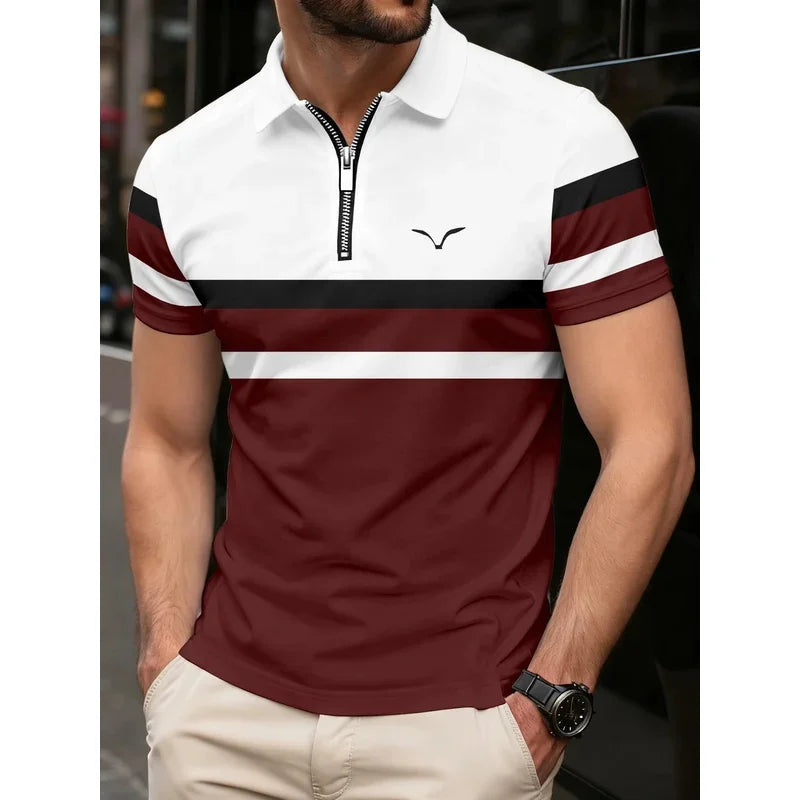 The men's polo shirt is a new summer fashion item. It is a casual and comfortable short-sleeved shirt with a logo print and coll
