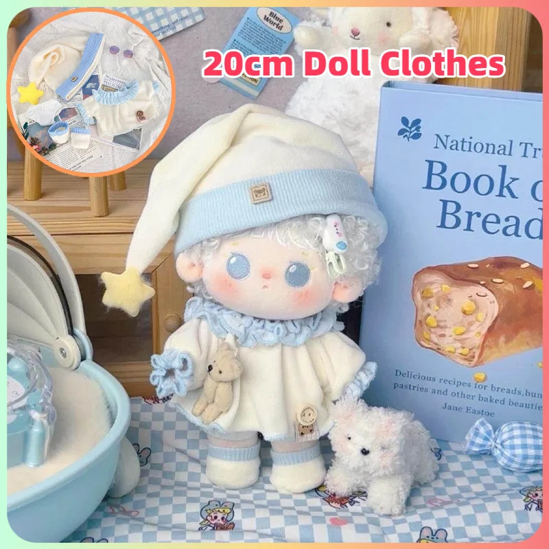 For 20cm Cotton Doll Sleepwear Set Super Cute Costume Changeable Doll Clothes Dollwear Unisex Kids' Playtime Accessory
