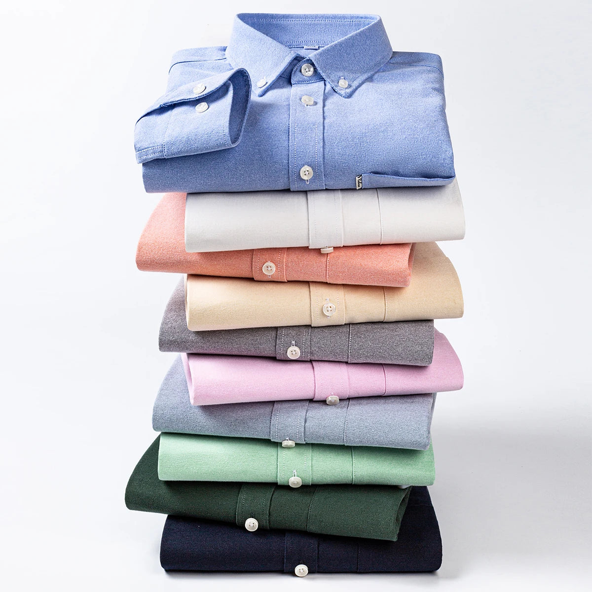Lynett Lamar Men's 100% Cotton Oxford Long Sleeve Dress Shirt — Button-Down Casual Spring Autumn