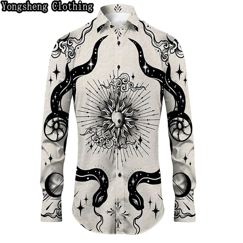 Men's Buttoned Shirt Spring Summer Long Sleeve Mexican Western Denim Comfortable Outdoor Farm Work Fit Easy Clean Large Size 6XL