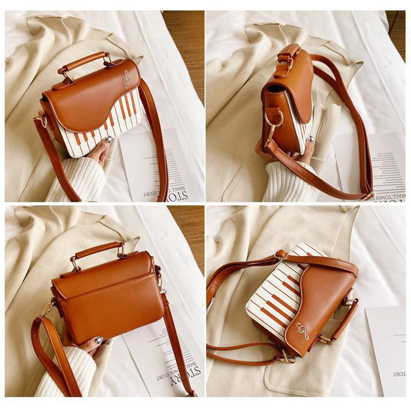 Handbag for Women Small Piano Music Notes PU Leather Shoulder Tote Bag Purse Crossbody Handbag for Women Girls Trendy bags