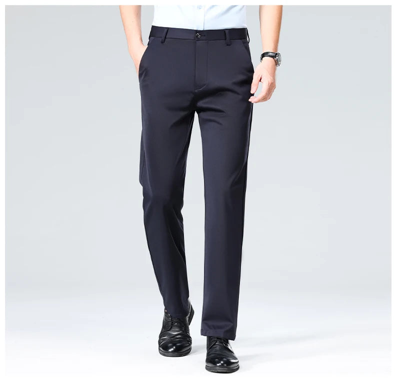 Mens Formal Dress Pants  Business Casual Suit Pants Black Navy Elastic Wrinkle Resistant  Long Pants Daily Work Pants