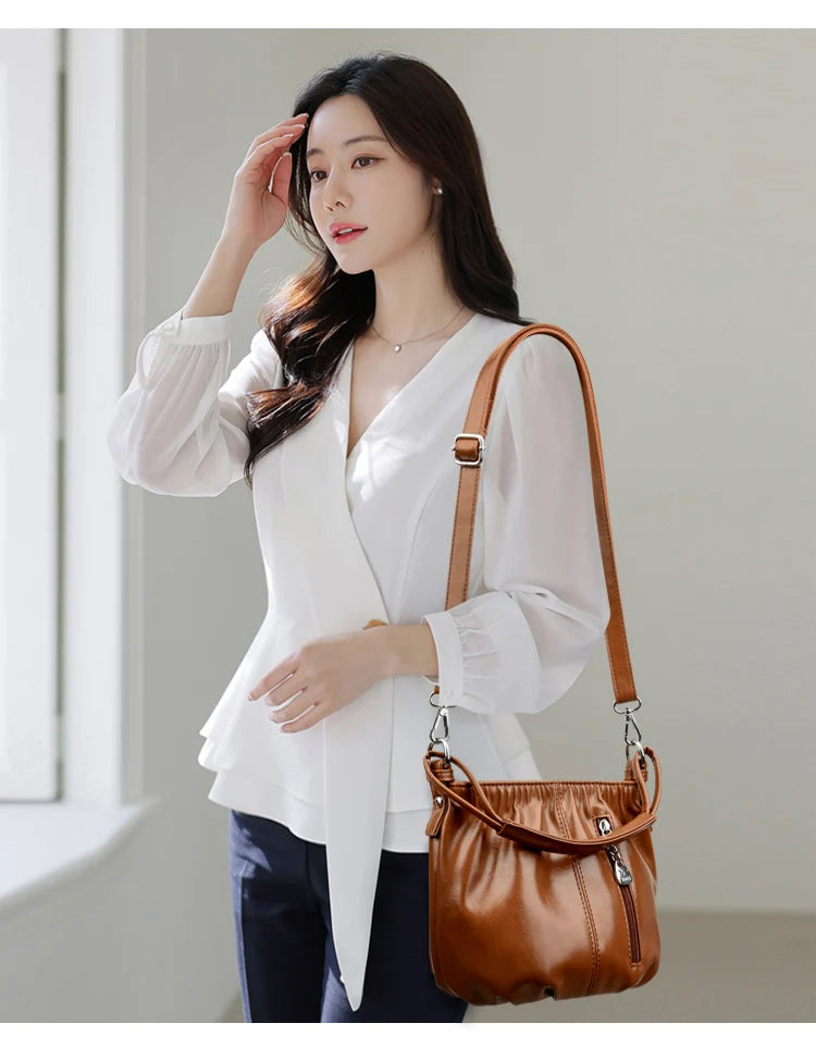 Women's Bag Bucket bag Handbags Female Handbags Retro Solid Color PU Leather Shoulder Underarm Bags Ladies Shopper Hobos Bags