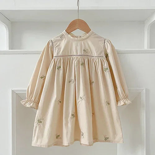 2025 New Spring Sister Dress 2-6Yrs Girl Party Dress Long Sleeved Cotton Mesh Splicing Kids Princess Dresses Children Clothes