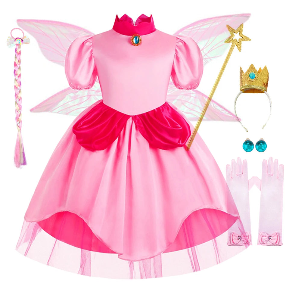 Peach Costume Kids Princess Summer Dress for Girls Party Dresses