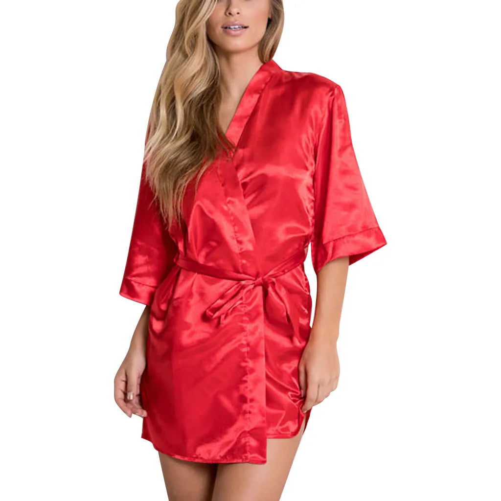 Womens Sexy Satin Sleepwear Lingerie Nightwear Underwear Night Gown Robe, Sexy Soft Comfortable Nightwear, Add Female Charm
