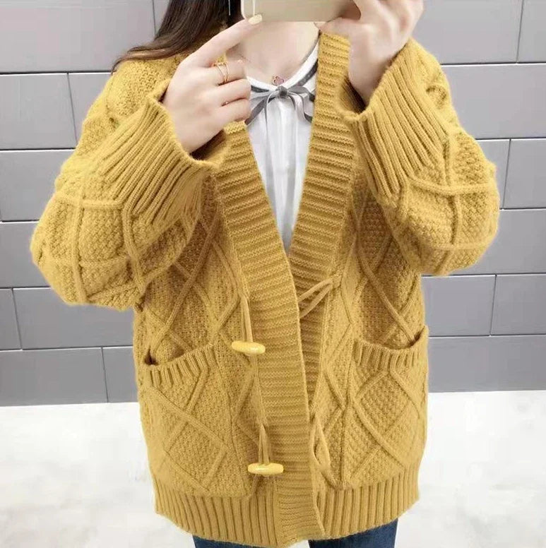Women's Sweater Long Knit Tops For Woman Yellow Cardigan Autumn Winter 2025 New In Korean Luxury Cheap And High Quality Offers