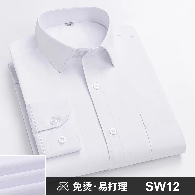Lynett Lamar Men's Anti-Wrinkle Non-Iron Striped Long Sleeve Dress Shirt — Business Formal Up to 4XL