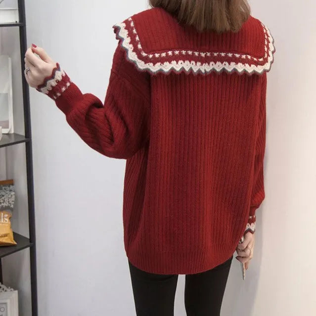 Knitted Sweater Woman Coat Korean Style Fashion 2025 New In Knitwear Office Wear Light Vintage Hot Trend Red Cardigan For Women