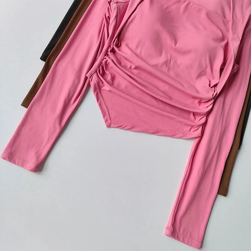 Women's Yoga Clothes Autumn Winter Long Sleeve Trim Top Fixed Cup Premium Sense Fitness Pilates Training Smock