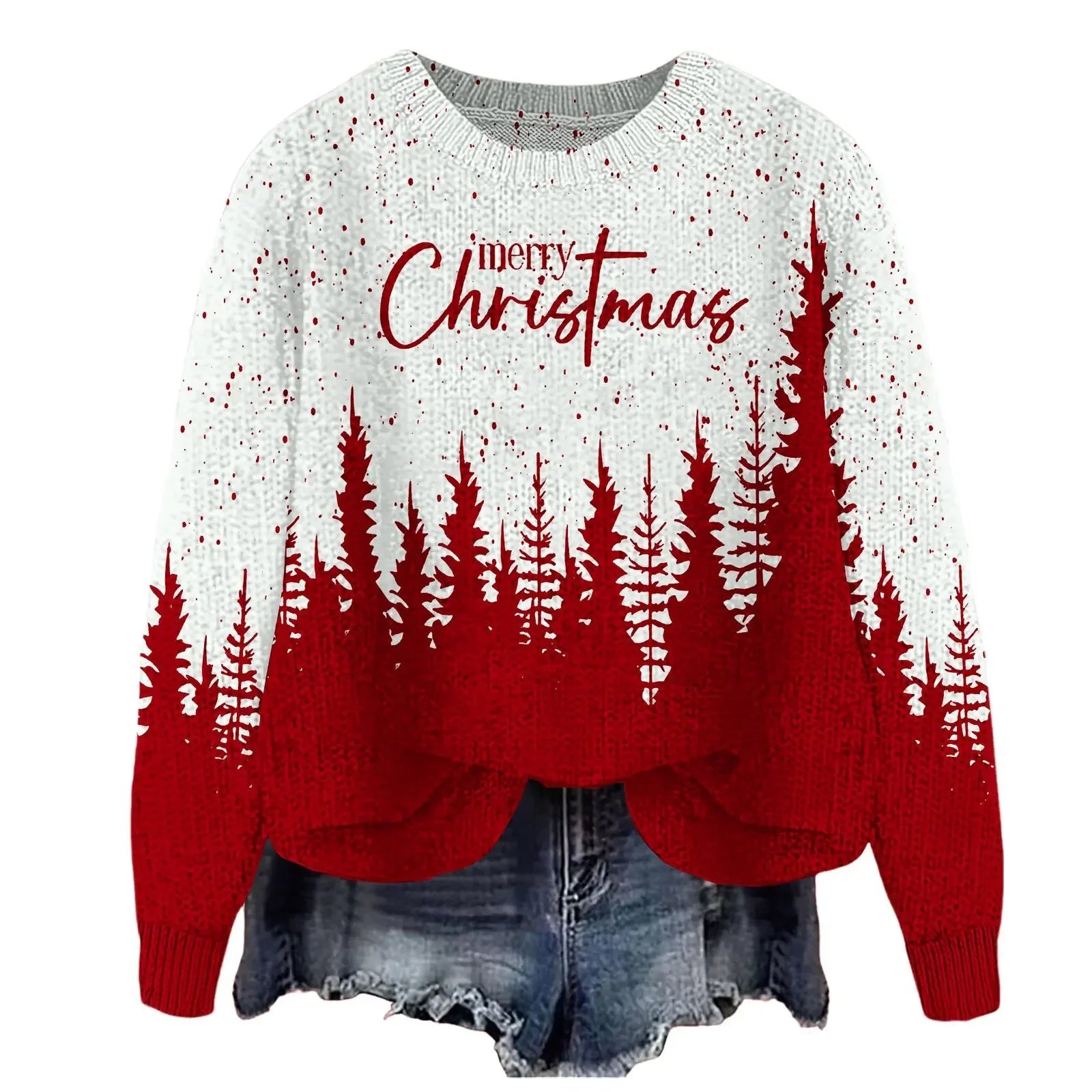 Women's Sweater Autumn Winter Fashion Casual Soft Warm Cozy Skin-Friendly Daily Wear Santa Hoodie Christmas Gift Knit Top