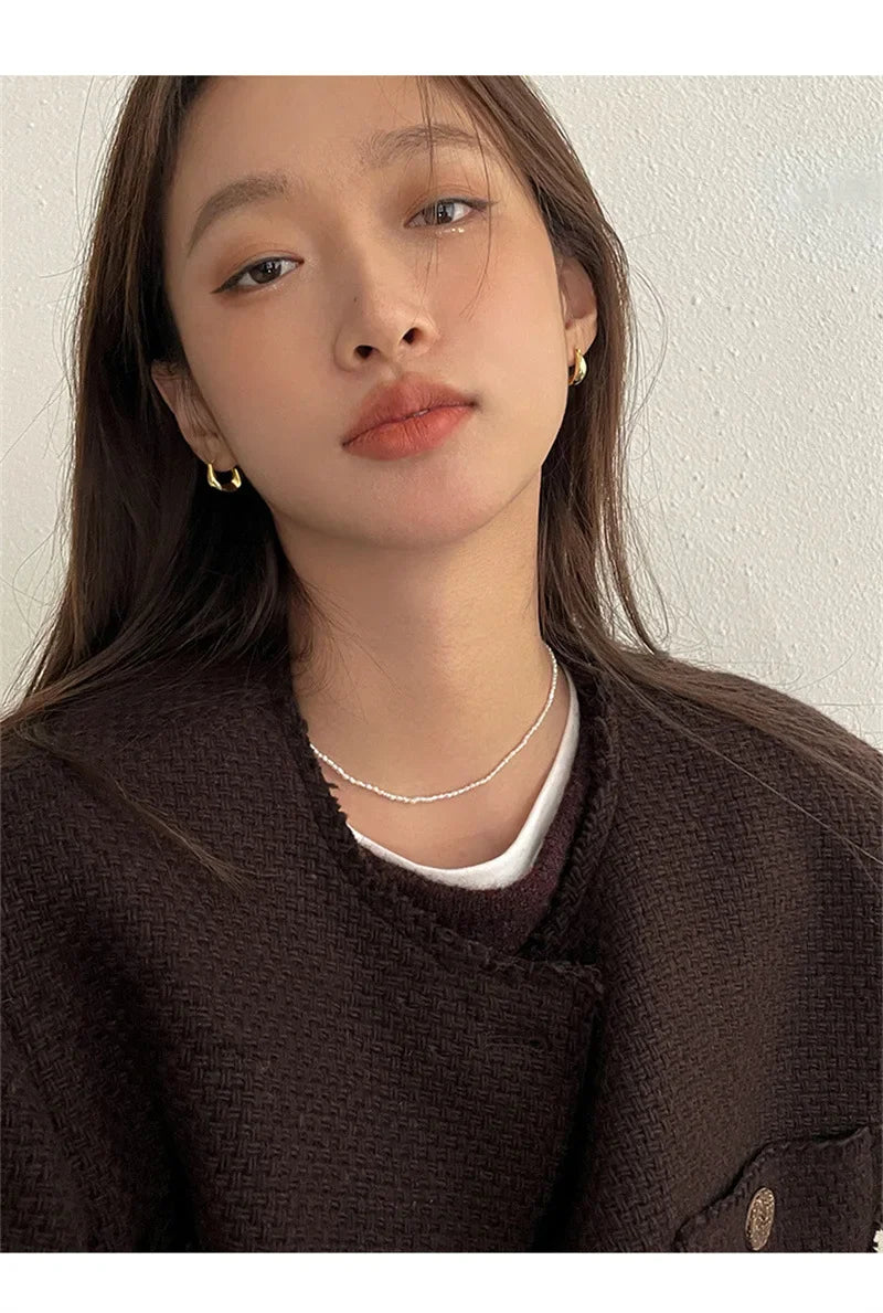 925 Sterling Silver Earrings for Women Ear Hoop Versatile Sweet Girl Fashion Jewery New Year Gifts Accessories