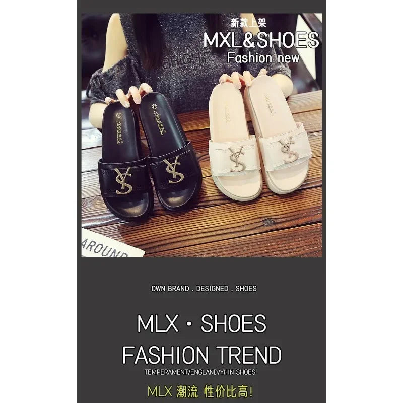 Slippers Summer Shoes Women Platform Design Slides Fashion Letters Ladies Shoes Casual Slipper Outside Non-slip Slippers Sandals