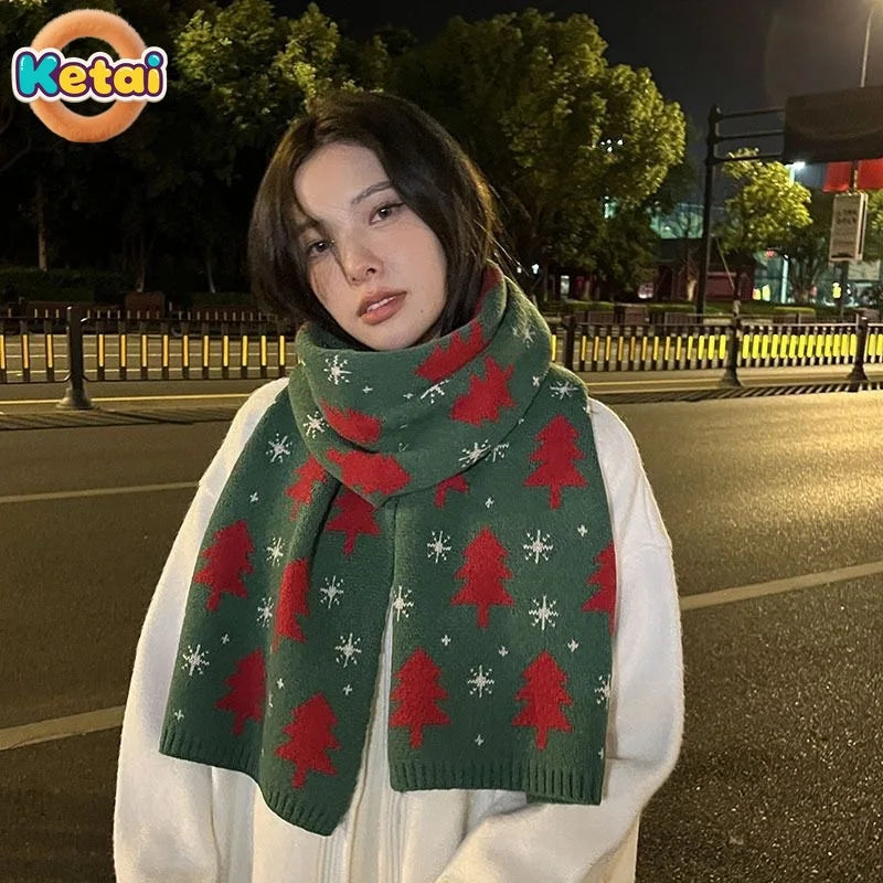 Women's Knitted Scarf for Fall and Winter, Red, Warm and Versatile, Perfect for Students, Couples and Christmas Gifts, Wool Wrap