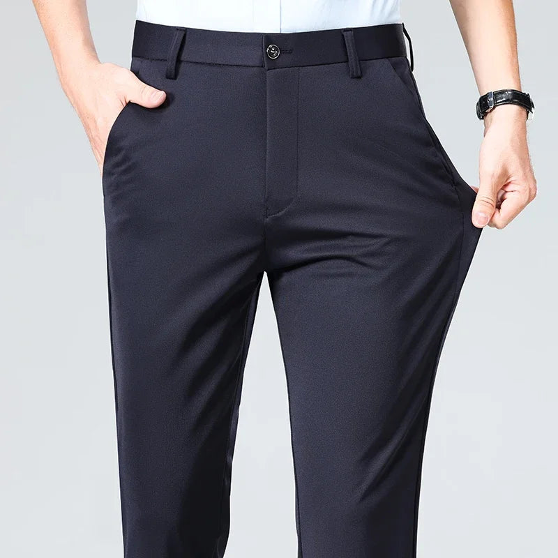 Mens Formal Dress Pants  Business Casual Suit Pants Black Navy Elastic Wrinkle Resistant  Long Pants Daily Work Pants