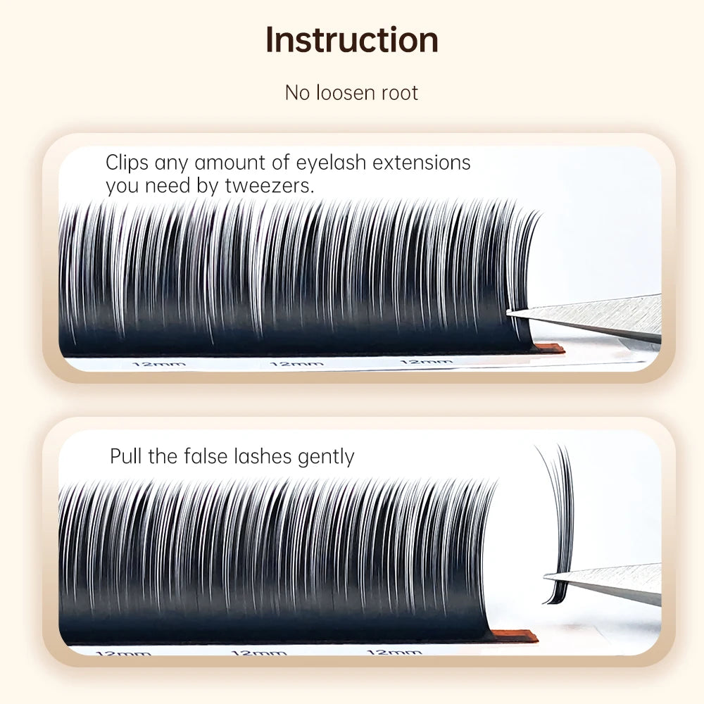 Yelix Camellia Lashes with Adhesive LC LB LJ C D Curl Eyelashes Natural Soft Eyelash Extensions Russian Volume Individual Lashes