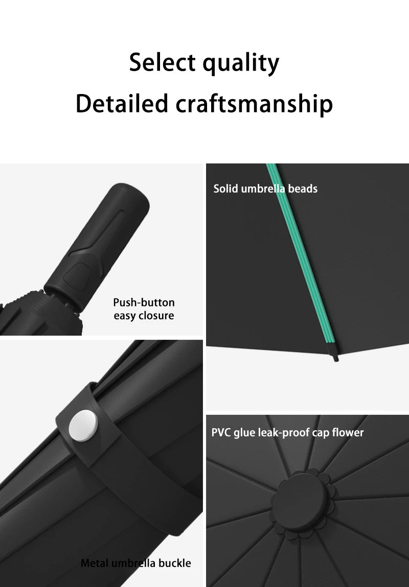 Extra Large Auto Open Close Umbrella Windproof Reverse Fold Sun Rain UV Protection Black Layer Sunshade for Outdoor Travel Use