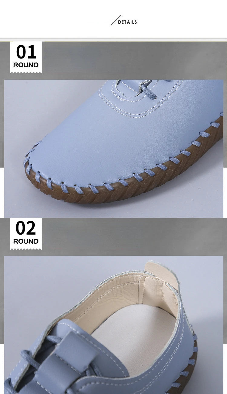 Flat Shoes for Women 2025 New Handmade Sewing Women Sneakers Fashion Casual Mom Shoes comfortable Women's Loafers Big Size 35-43