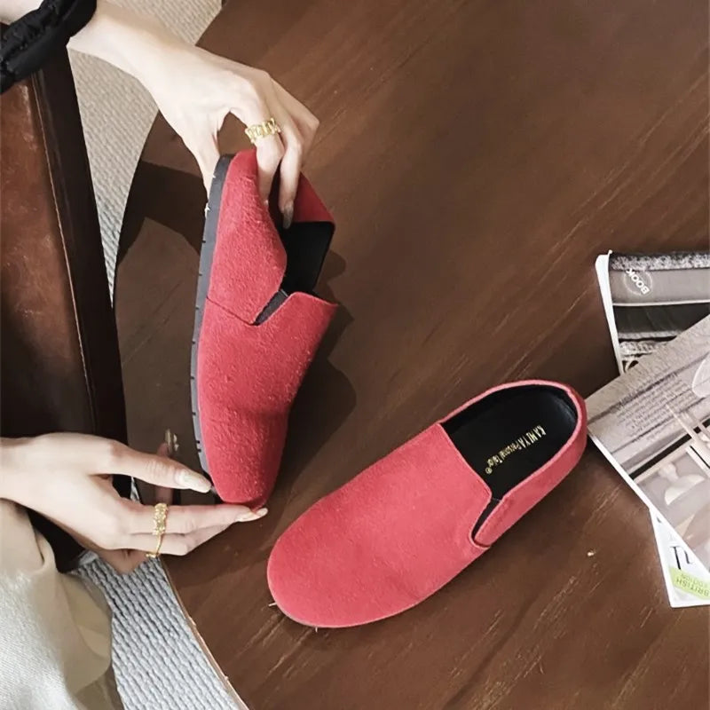 Women's Flat Shoes 2025 New Style Sports Shoes Women's Leather Casual Loafers Women Work Shoes Comfortable for Work Flats