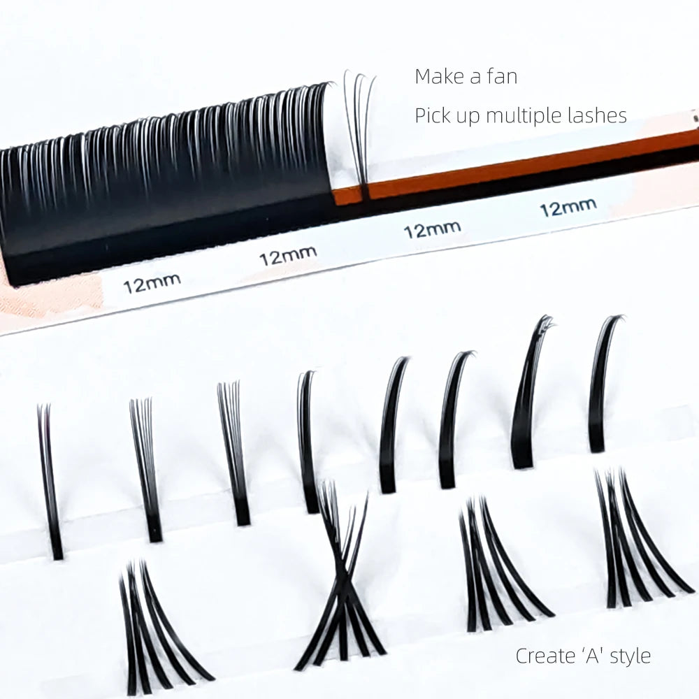 Yelix Camellia Lashes with Adhesive LC LB LJ C D Curl Eyelashes Natural Soft Eyelash Extensions Russian Volume Individual Lashes