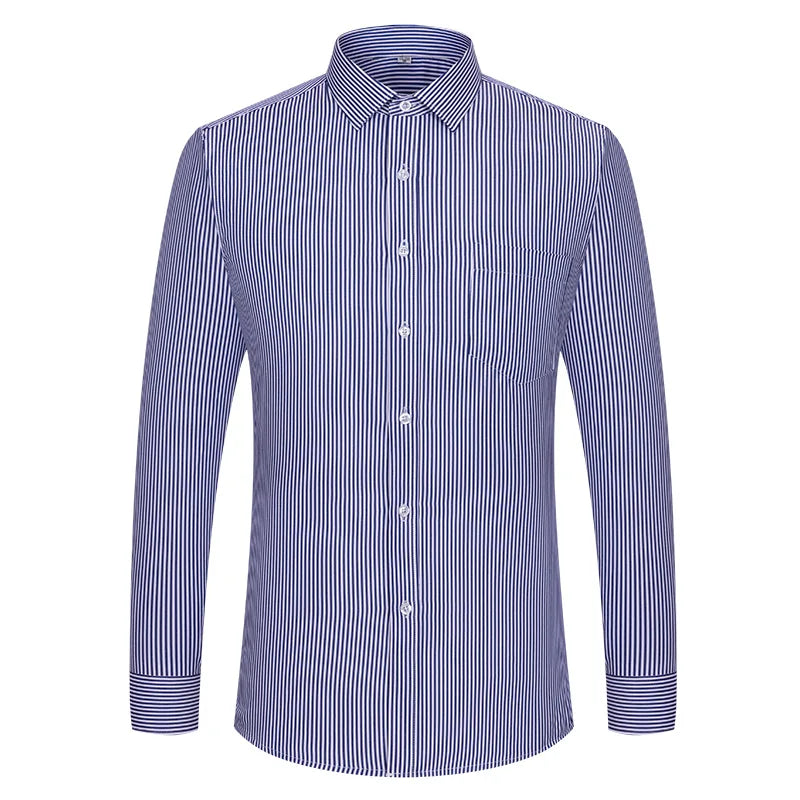 Lynett Lamar Men's Anti-Wrinkle Non-Iron Striped Long Sleeve Dress Shirt — Business Formal Up to 4XL