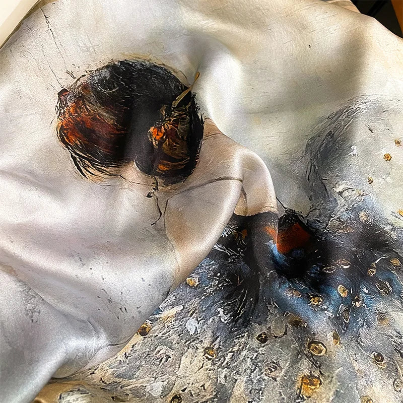 100% Silk Scarf Women Mulberry Luxury High Quality Square Fashion Print Hair Neckerchief Lady Shawl Wraps Hijab Bandana Scarves