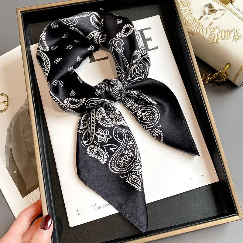 100% Silk Scarf Women Mulberry Luxury High Quality Square Fashion Print Hair Neckerchief Lady Shawl Wraps Hijab Bandana Scarves