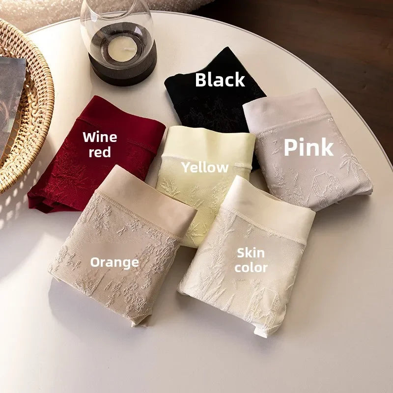 Women's underwear: Comfortable nylon jacquard mid-waist, extended inner rib, hip-hugging, large size triangle