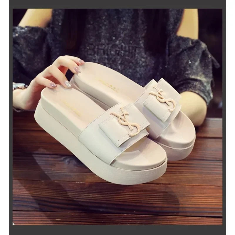 Slippers Summer Shoes Women Platform Design Slides Fashion Letters Ladies Shoes Casual Slipper Outside Non-slip Slippers Sandals