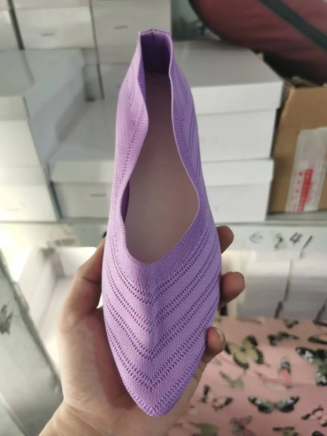 Women's Shoes Pointed Toe Flat Shoes Solid Color Knitted Women Loafers Breathable Slip on Shoes Designer Shallow Casual Shoe