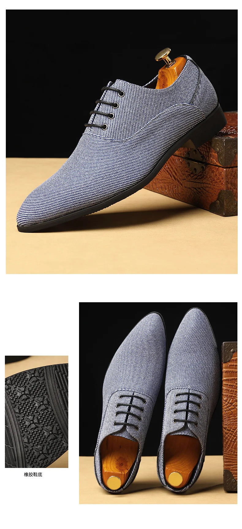 Dress Shoes Men Business Pointed Toe Canvas Dress Shoes Men gray Lace Up Oxfords Formal Man Shoes Casual Driving Shoes Loafers