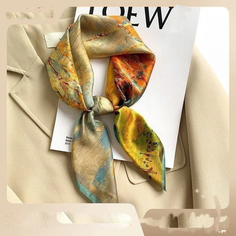 100% Silk Scarf Women Mulberry Luxury High Quality Square Fashion Print Hair Neckerchief Lady Shawl Wraps Hijab Bandana Scarves