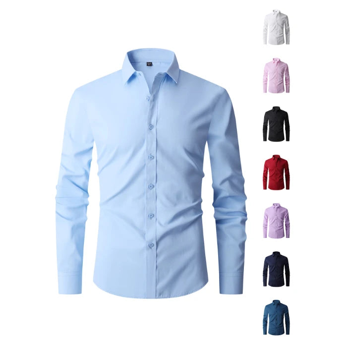 Lynett Lamar Men's Cotton-Blend Wrinkle-Free Long Sleeve Dress Shirt — Business & Office M–8XL