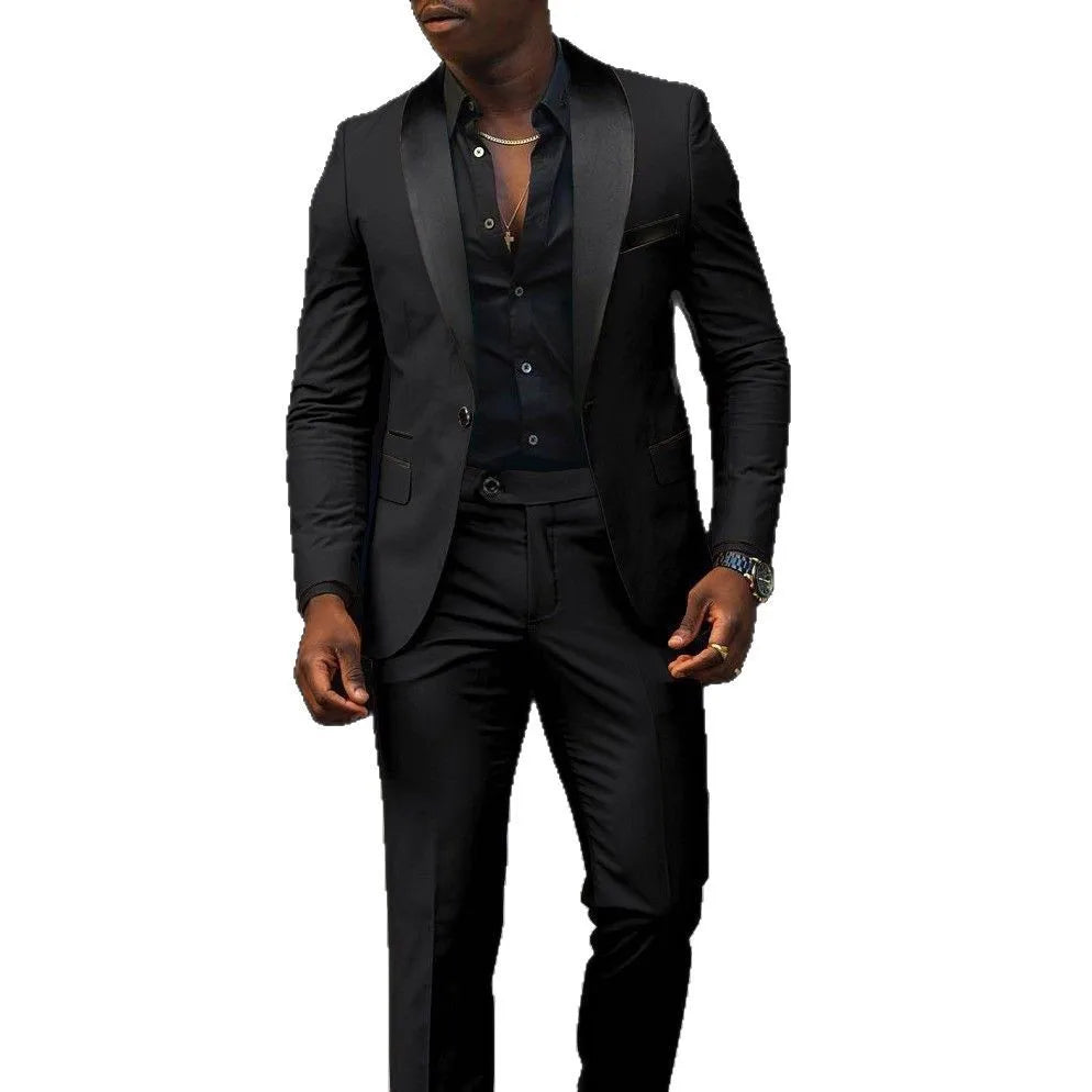 Men's Casual Business Have Smoking Suit High End Brand Boutique Fashion Blazer Pants Groom Wedding Dress Party Suit