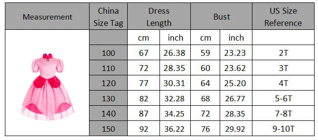 Peach Costume Kids Princess Summer Dress for Girls Party Dresses