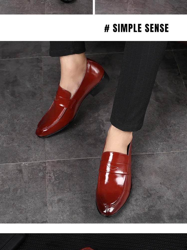 Men's Shoes Loafers Dress Man British Casual Single Leather Small Square Toe Mens Genuine Shoe Formal Black Elegant Good Quality