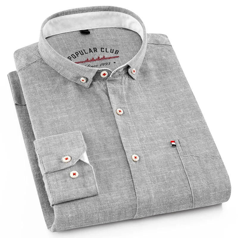 Men's Cotton Linen Long Sleeve Casual Shirt — British Style Smart Casual Business Formal