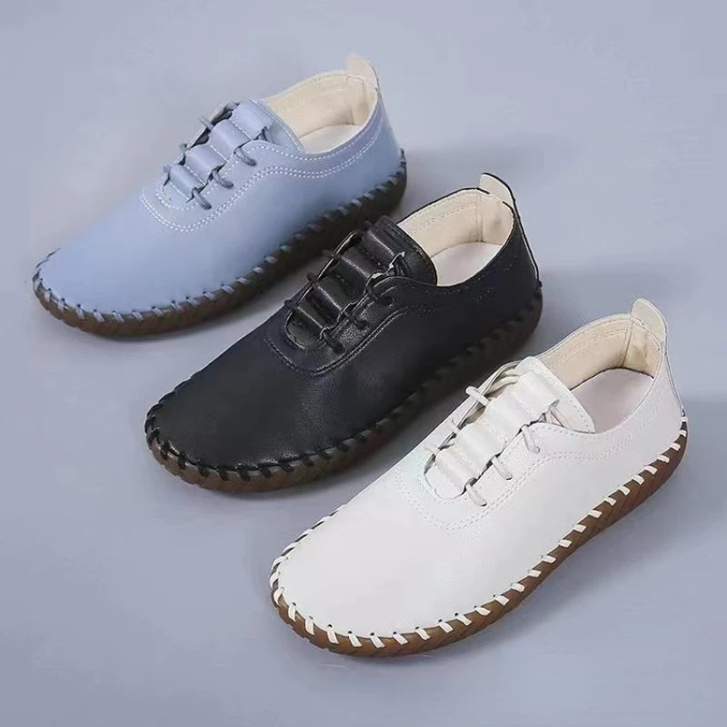 Flat Shoes for Women 2025 New Handmade Sewing Women Sneakers Fashion Casual Mom Shoes comfortable Women's Loafers Big Size 35-43