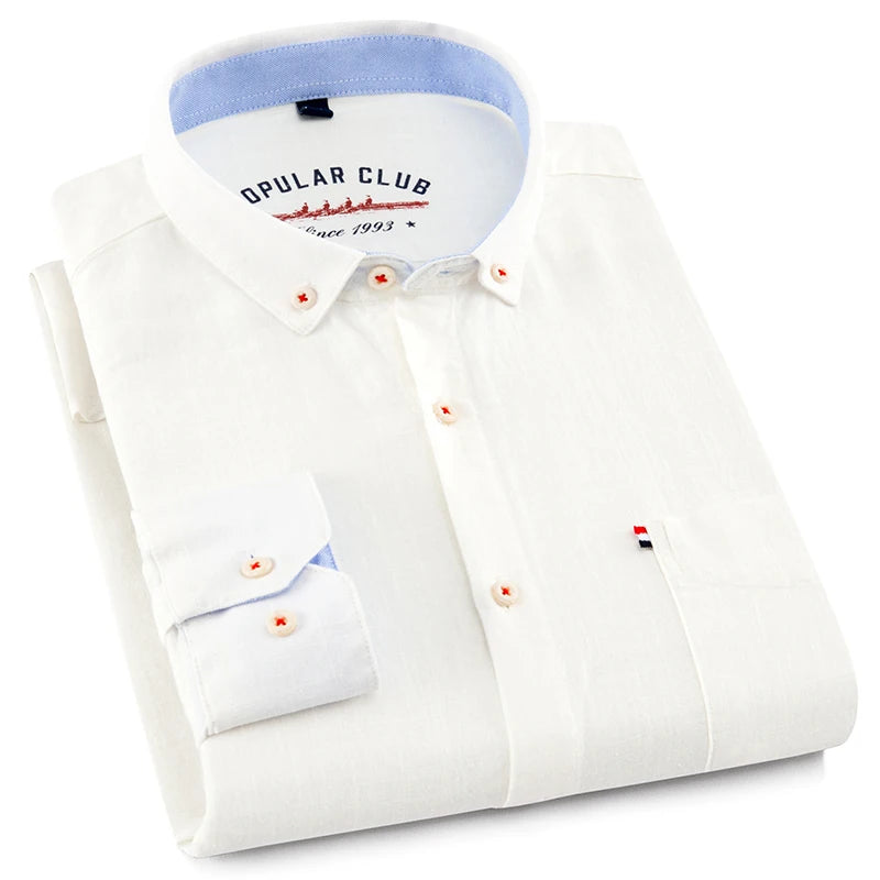 Men's Cotton Linen Long Sleeve Casual Shirt — British Style Smart Casual Business Formal