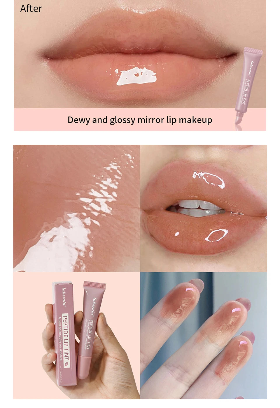 Lip Hydrating Lip Gloss Glitter Glossy Plumping Lipgloss High Shine Glass Finish Nude Colors Shiny Jelly Liquid Lipstick