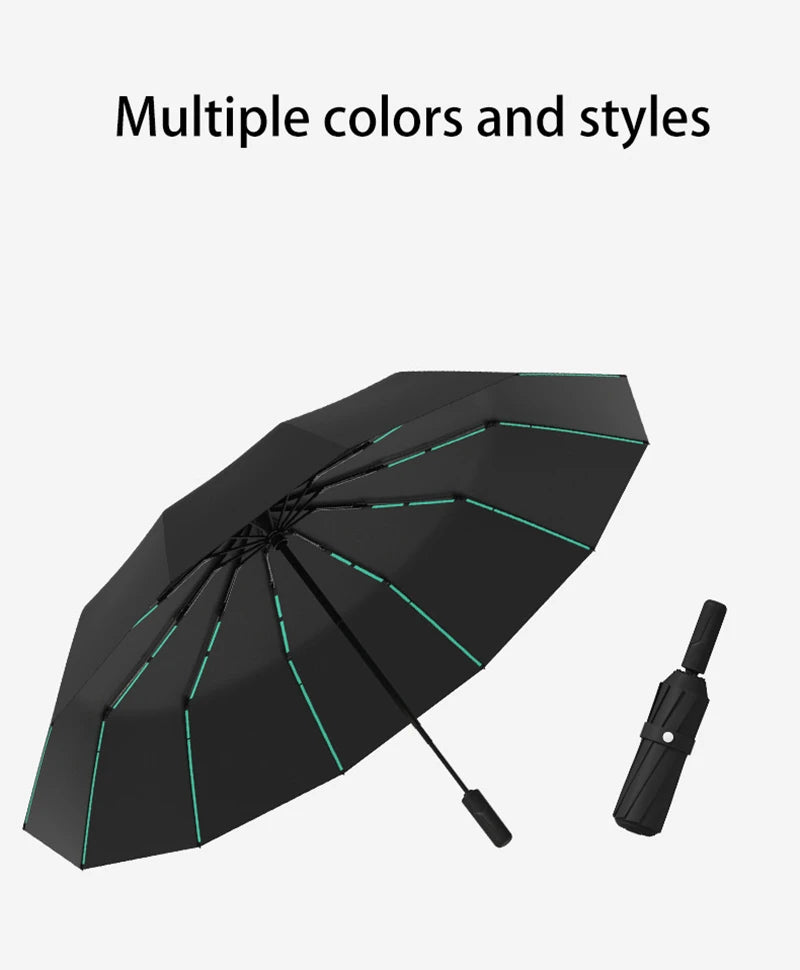 Extra Large Auto Open Close Umbrella Windproof Reverse Fold Sun Rain UV Protection Black Layer Sunshade for Outdoor Travel Use