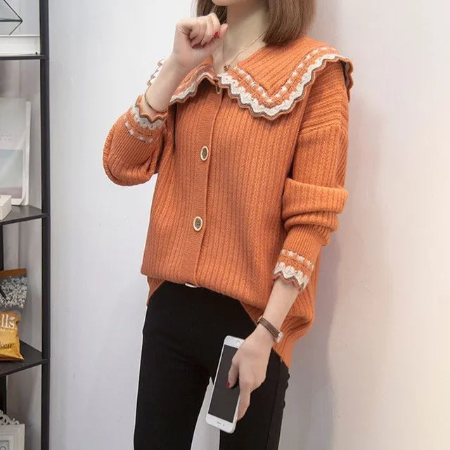 Knitted Sweater Woman Coat Korean Style Fashion 2025 New In Knitwear Office Wear Light Vintage Hot Trend Red Cardigan For Women