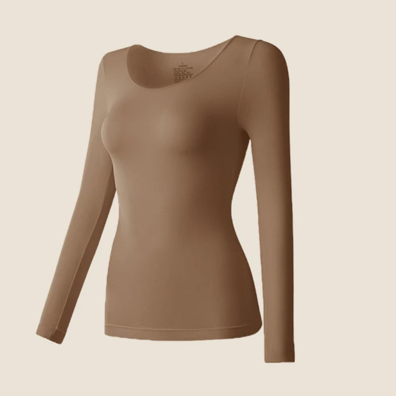 Women's Thermal Underwear Autumn Winter Bottoming Shirt Long-sleeved T-shirt Thin Thermal Top Second Women's Thermal Skin L-XL