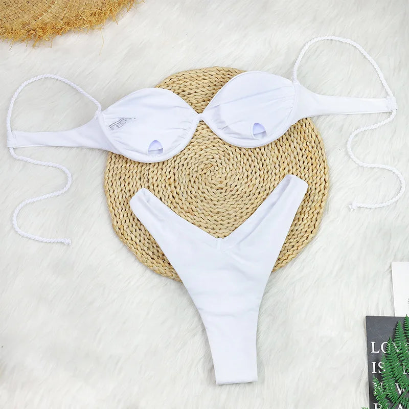 2026 New Bikini Two-Piece Sets Bathing Suit Lady New Fashion Sexy Solid Color Casual Bathing Suit Women Micro Bikini Swimwear